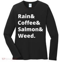 Rain And Coffee And Salmon And Weed Seattle Gift Women's Long Sleeve Shirt thumb 0