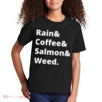 Rain And Coffee And Salmon And Weed Seattle Gift Kids T-Shirt thumb 2