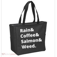 Rain And Coffee And Salmon And Weed Seattle Gift Tote Bag thumb 2