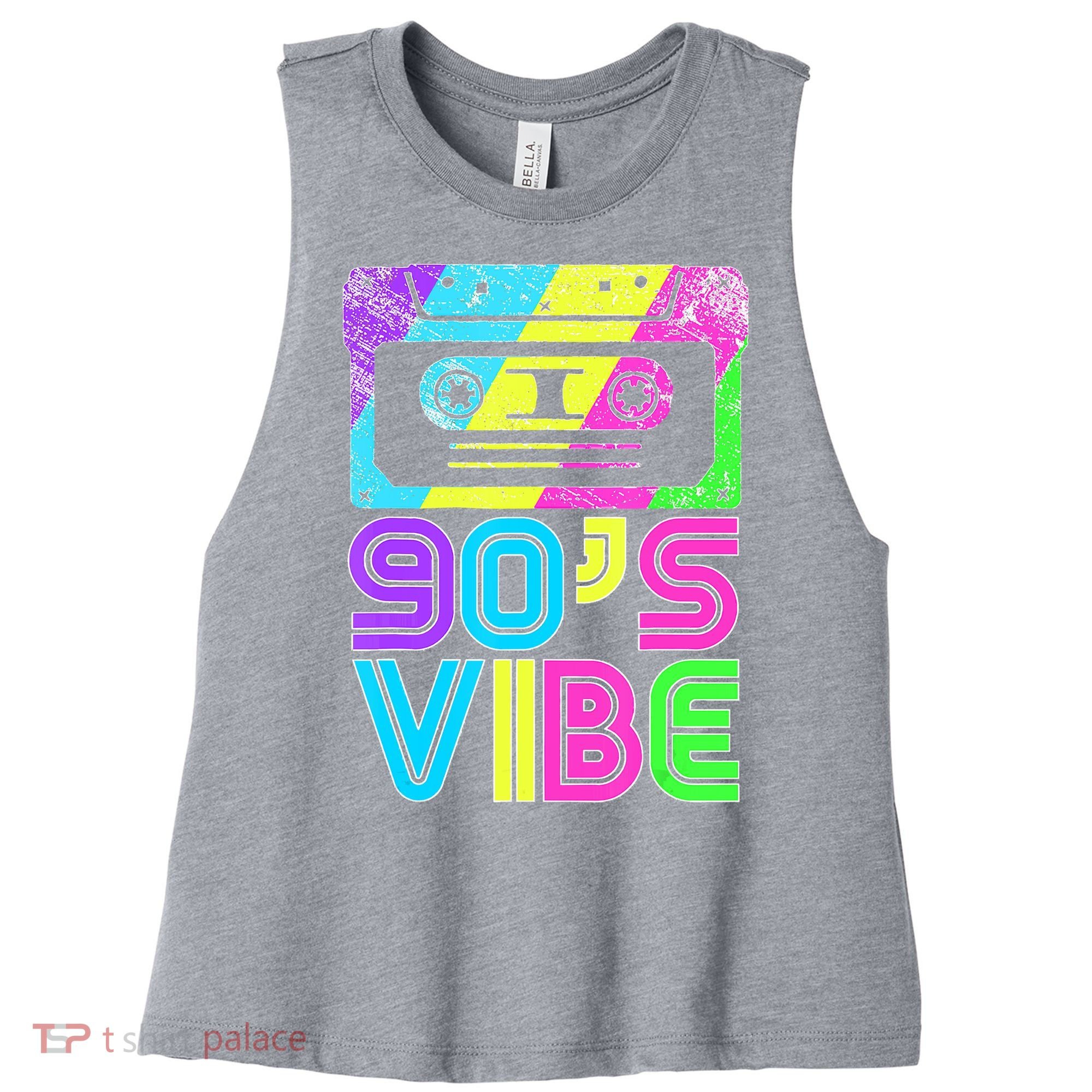 Retro Aesthetic Costume Party Outfit 90's Vibe Women's Racerback Cropped Tank