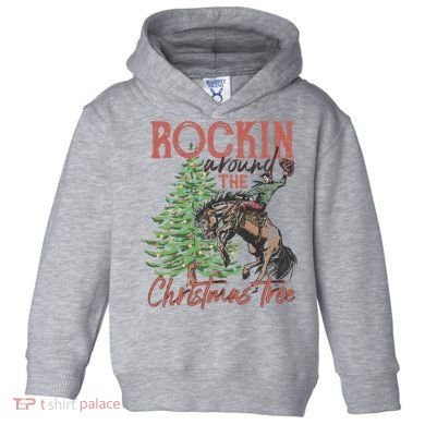 Rockin' Around Christmas Tree Cowboy Xmas Design Toddler Hoodie