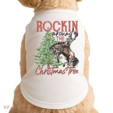 Rockin' Around Christmas Tree Cowboy Xmas Design Doggie Tank