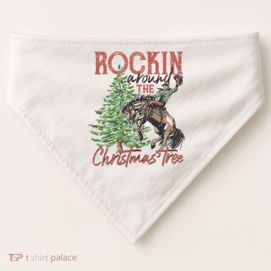 Rockin' Around Christmas Tree Cowboy Xmas Design USA-Made Doggie Bandana