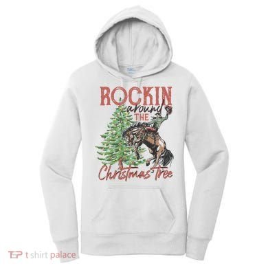 Rockin' Around Christmas Tree Cowboy Xmas Design Women's Hoodie