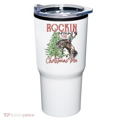 Rockin' Around Christmas Tree Cowboy Xmas Design Tumbler