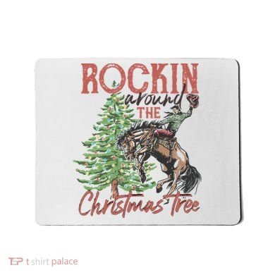 Rockin' Around Christmas Tree Cowboy Xmas Design Mousepad