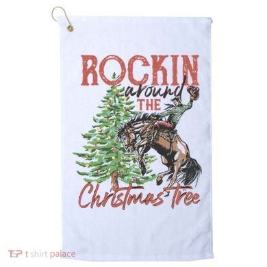 Rockin' Around Christmas Tree Cowboy Xmas Design Golf Towel