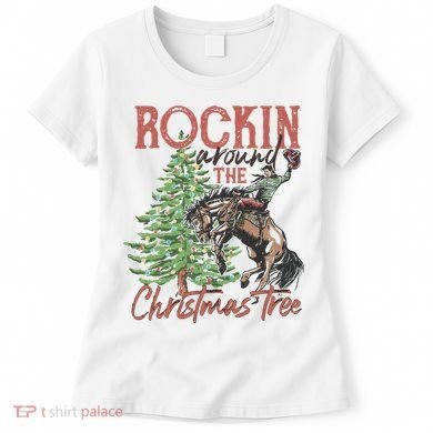 Rockin' Around Christmas Tree Cowboy Xmas Design Women's T-Shirt