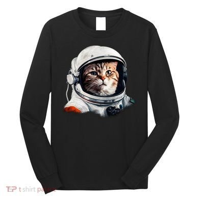 Realistic Astronaut Cat Long Sleeve Shirt
