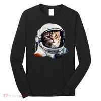 Realistic Astronaut Cat Long Sleeve Shirt thumb 0