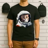 Realistic Astronaut Cat T-Shirt thumb 6
