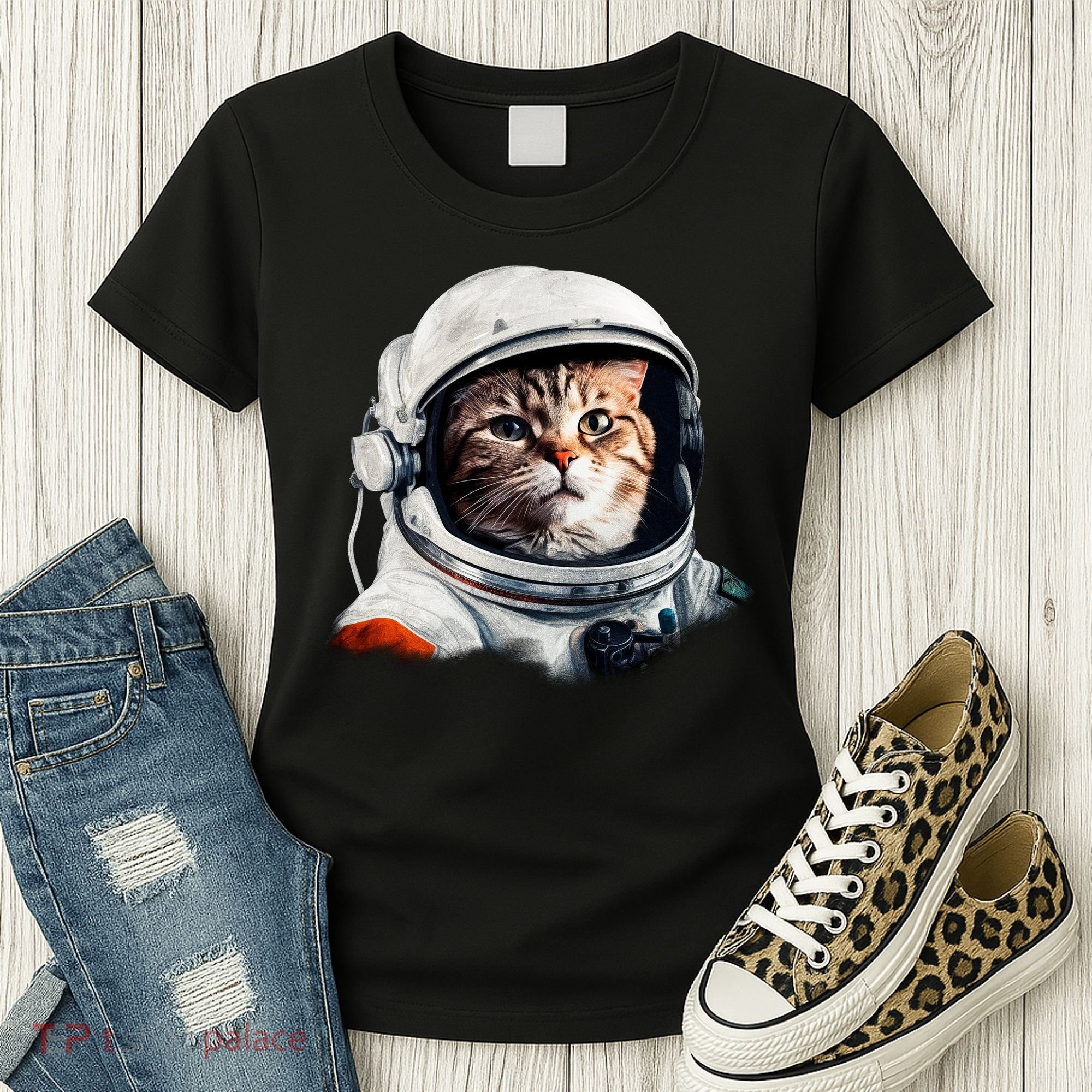 Realistic Astronaut Cat Women's T-Shirt