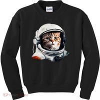 Realistic Astronaut Cat Kids Sweatshirt thumb 0