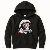 Realistic Astronaut Cat Kids Hoodie thumb 0