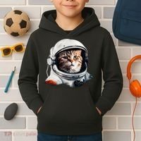 Realistic Astronaut Cat Kids Hoodie thumb 2