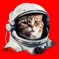 Realistic Astronaut Cat Santa Hat thumb 1