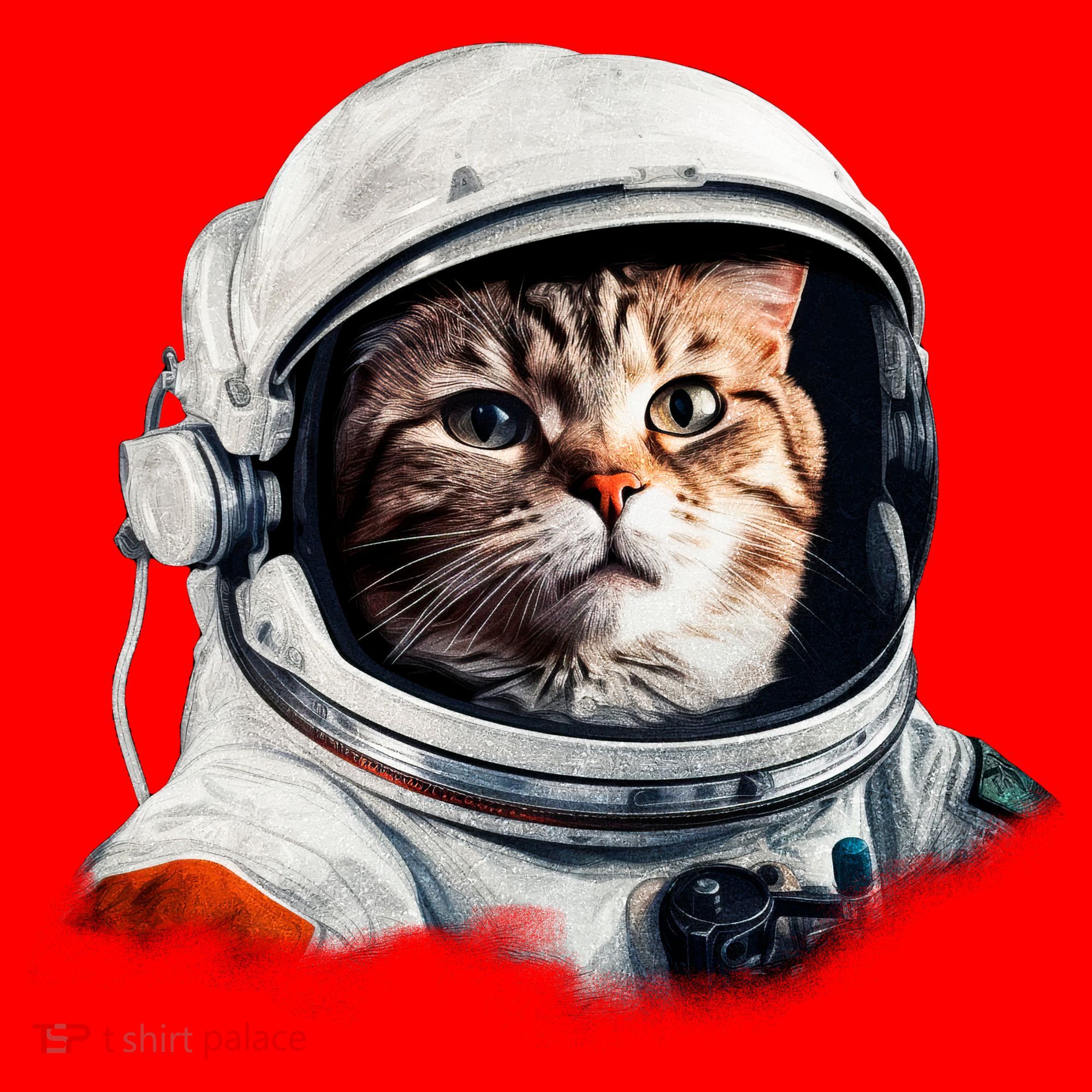 Realistic Astronaut Cat Santa Hat