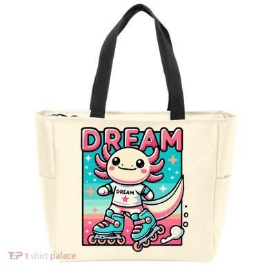 Rollerblading Axolotl Cute Salamander On Inline Skates Tote Bag