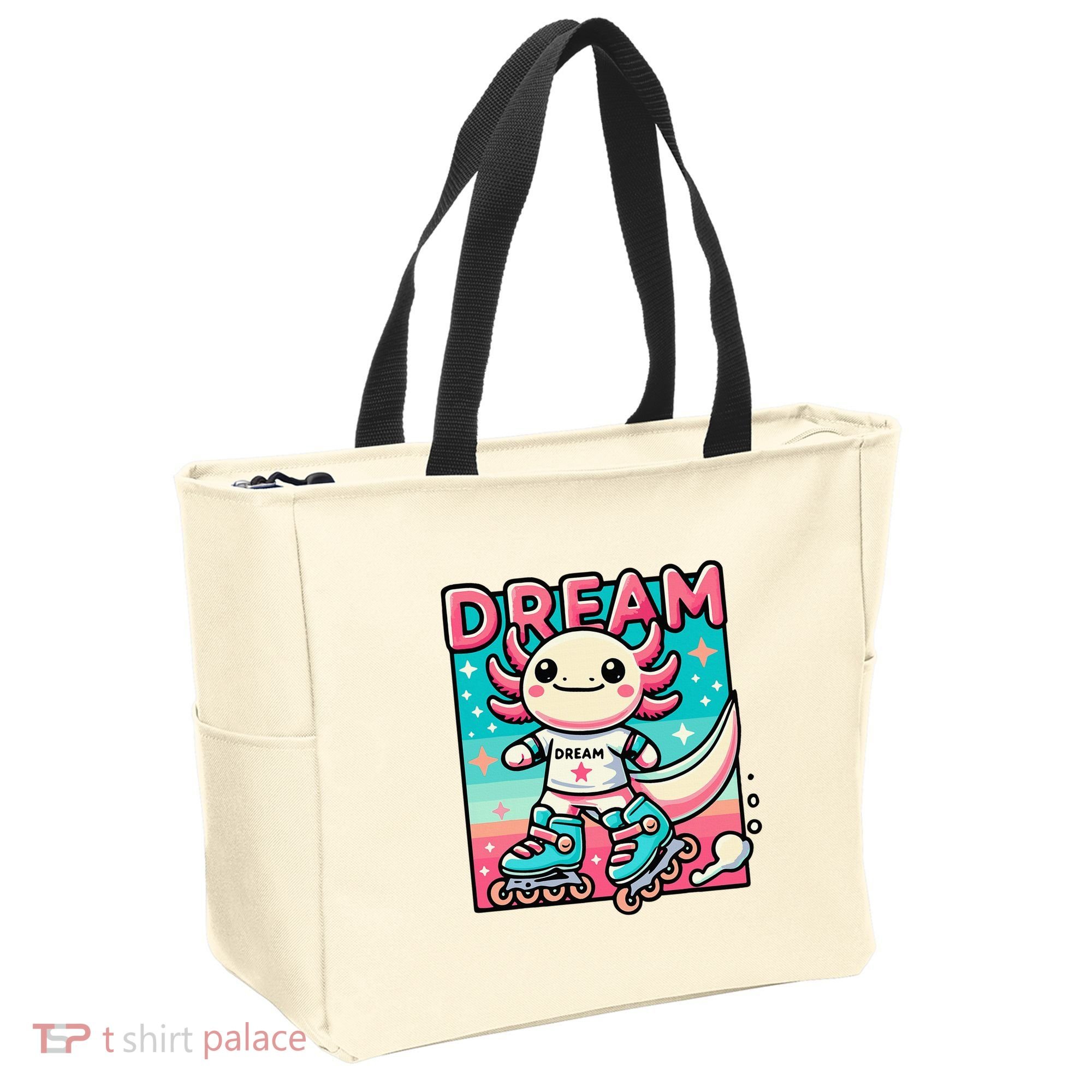 Rollerblading Axolotl Cute Salamander On Inline Skates Tote Bag