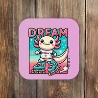 Rollerblading Axolotl Cute Salamander On Inline Skates Coaster thumb 0