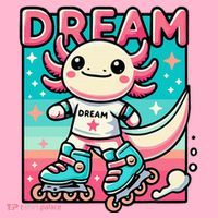 Rollerblading Axolotl Cute Salamander On Inline Skates Coaster thumb 2
