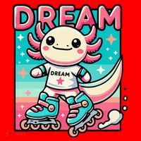 Rollerblading Axolotl Cute Salamander On Inline Skates Santa Hat thumb 1