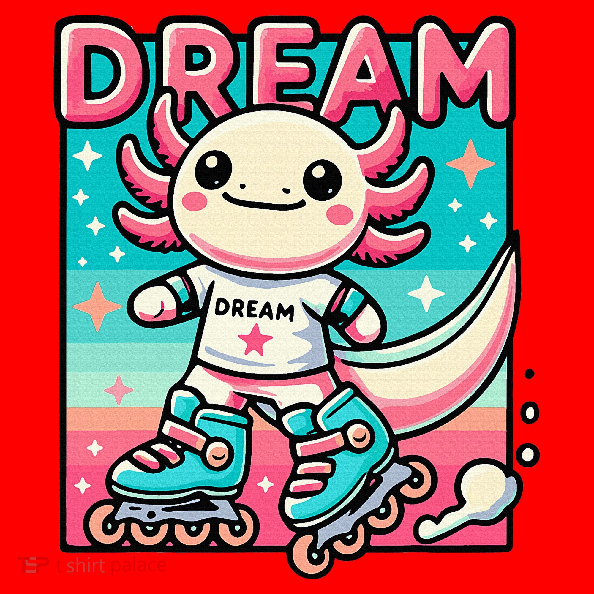 Rollerblading Axolotl Cute Salamander On Inline Skates Santa Hat