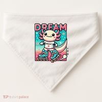 Rollerblading Axolotl Cute Salamander On Inline Skates USA-Made Doggie Bandana thumb 0