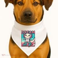 Rollerblading Axolotl Cute Salamander On Inline Skates USA-Made Doggie Bandana thumb 1