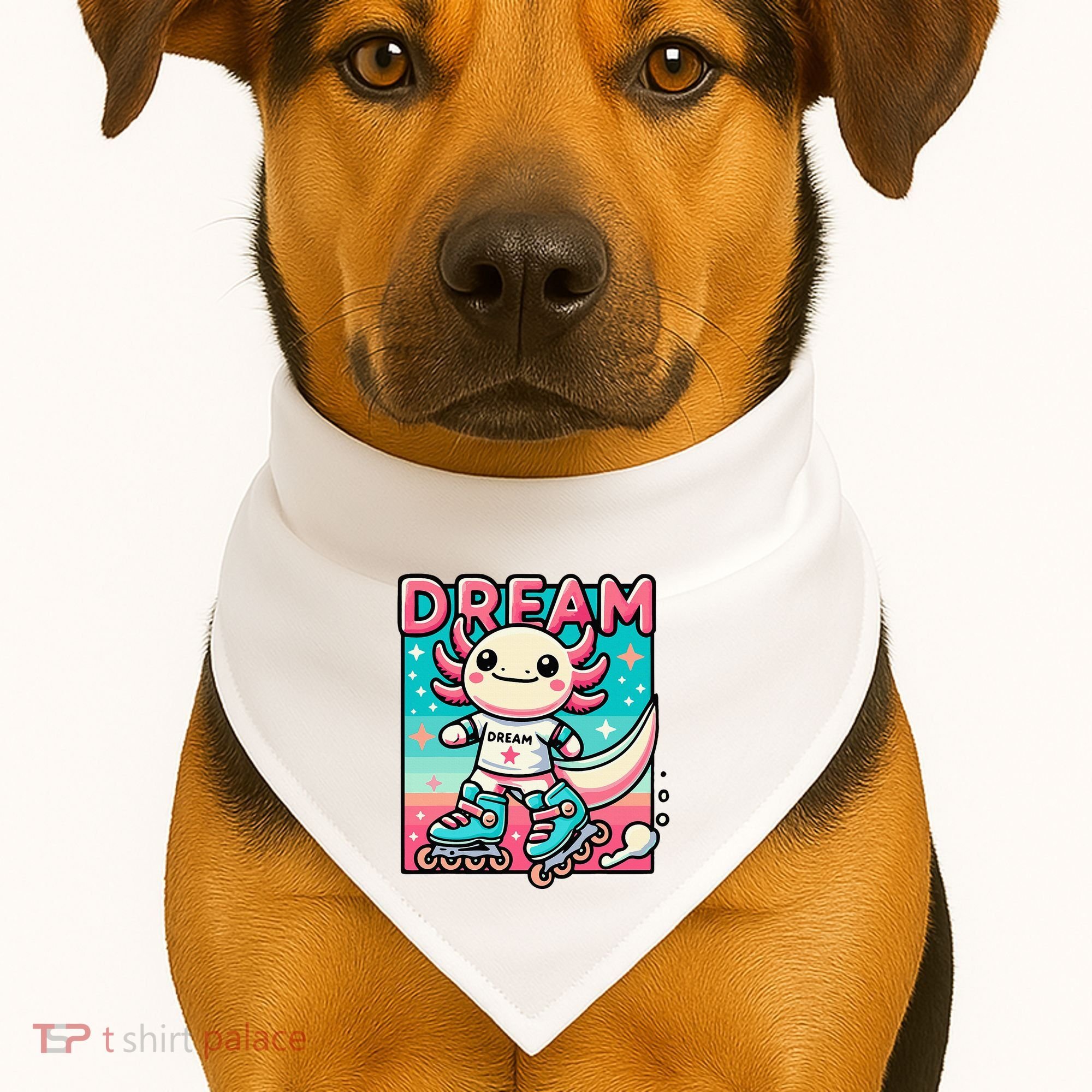 Rollerblading Axolotl Cute Salamander On Inline Skates USA-Made Doggie Bandana