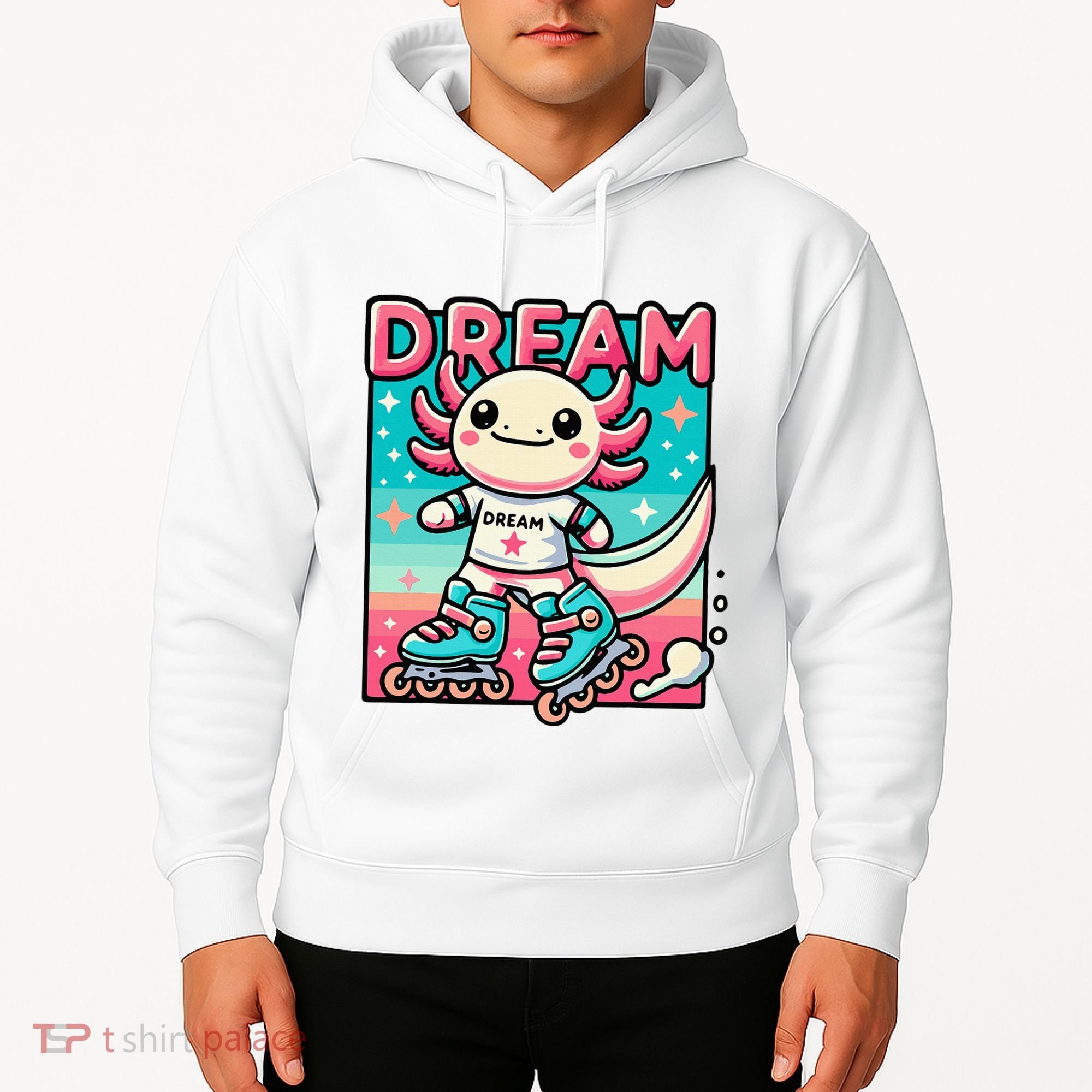 Rollerblading Axolotl Cute Salamander On Inline Skates Hoodie