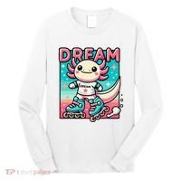 Rollerblading Axolotl Cute Salamander On Inline Skates Long Sleeve Shirt thumb 0