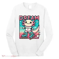 Rollerblading Axolotl Cute Salamander On Inline Skates Long Sleeve Shirt thumb 0