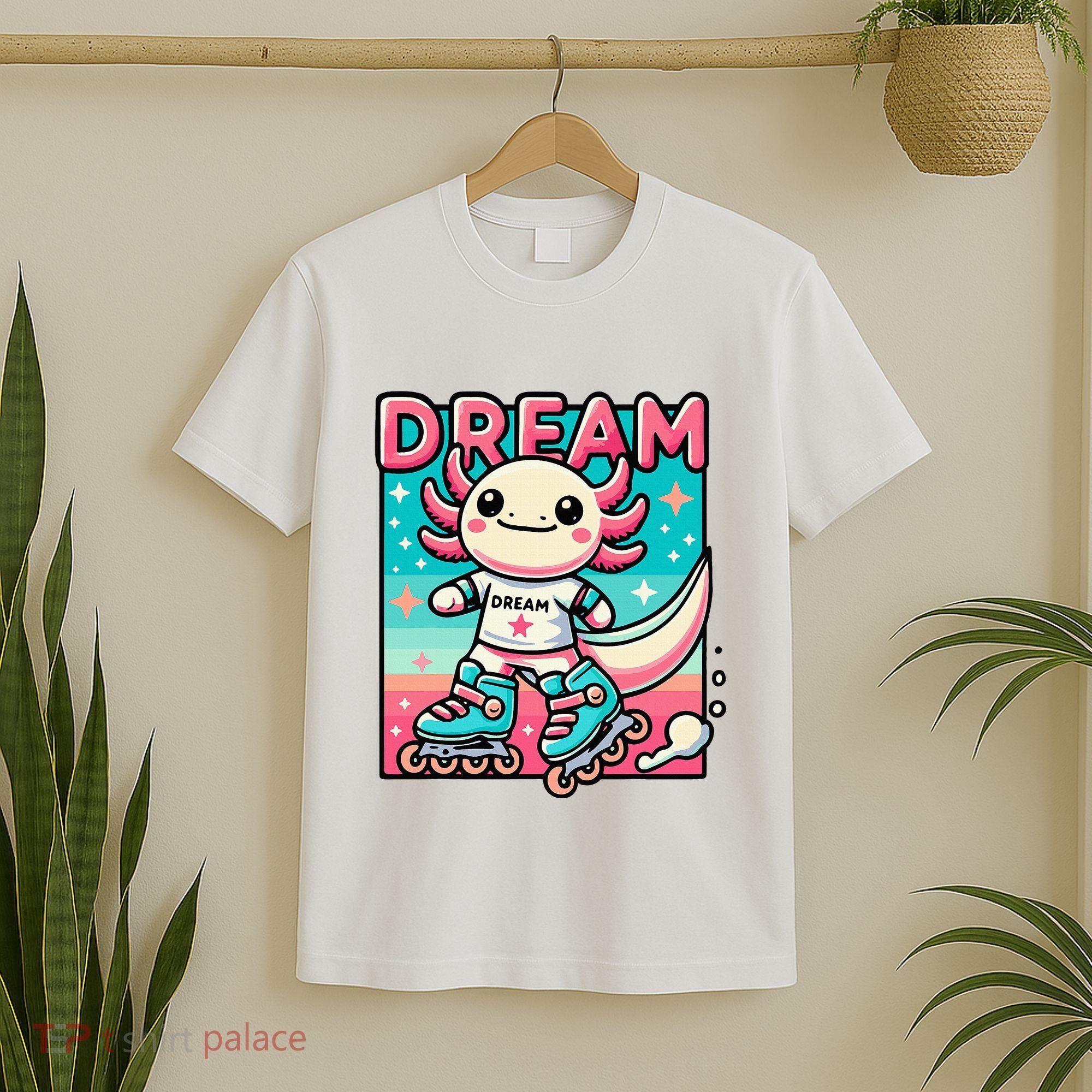 Rollerblading Axolotl Cute Salamander On Inline Skates T-Shirt