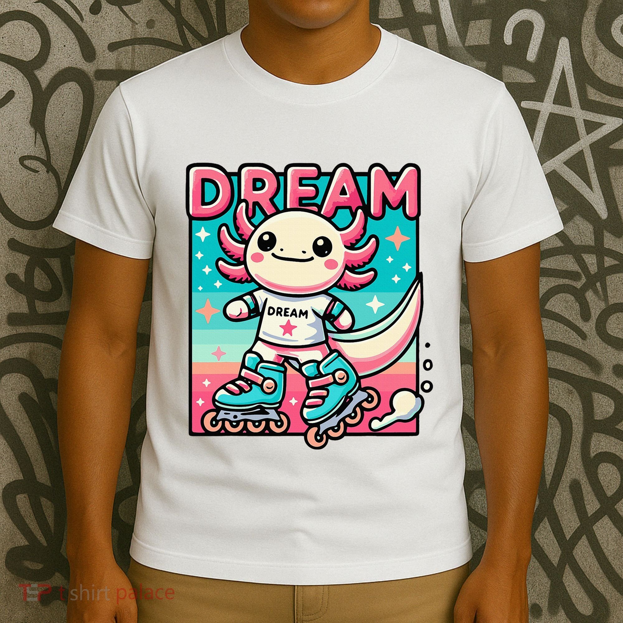Rollerblading Axolotl Cute Salamander On Inline Skates T-Shirt