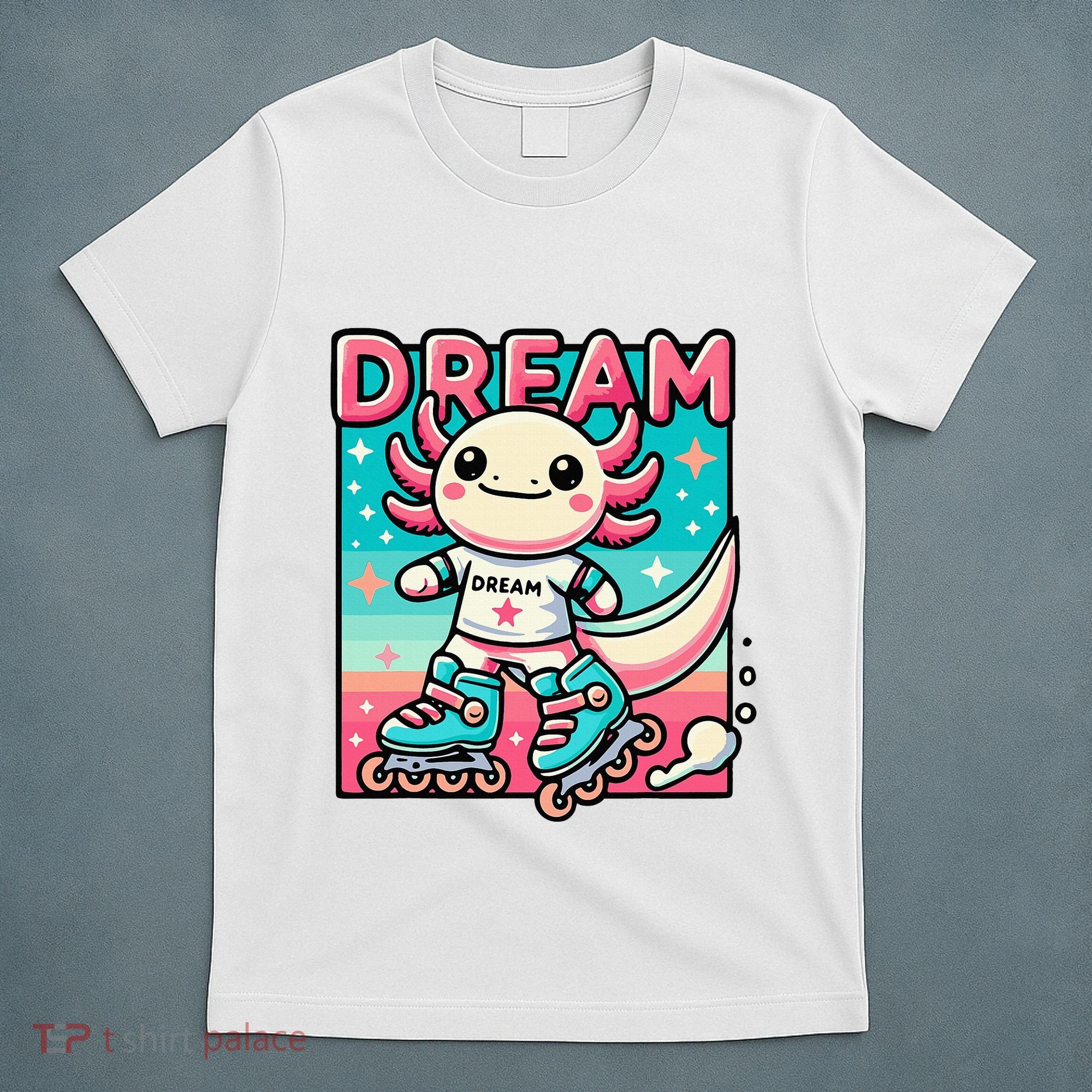 Rollerblading Axolotl Cute Salamander On Inline Skates T-Shirt