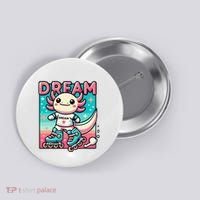 Rollerblading Axolotl Cute Salamander On Inline Skates Button thumb 0