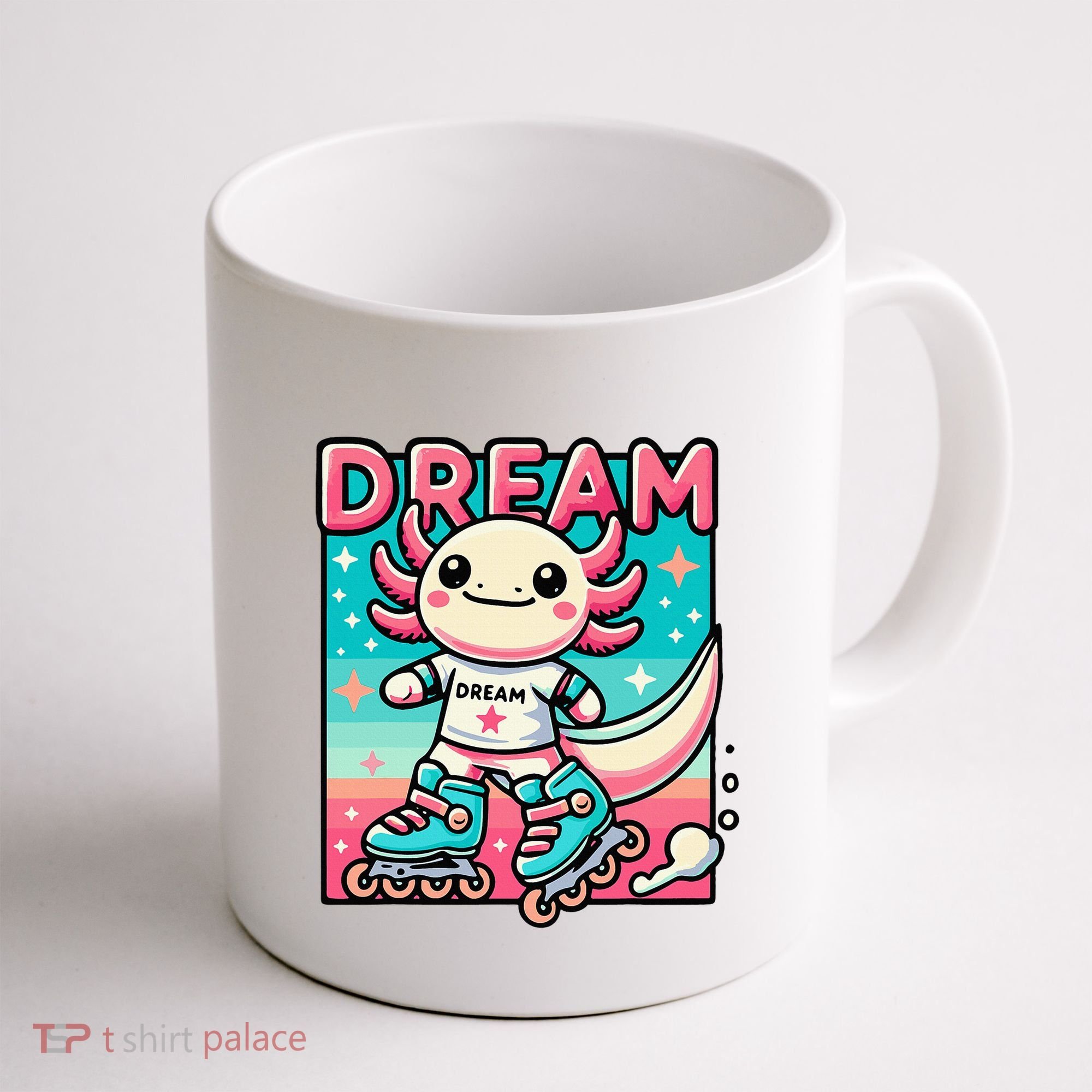 Rollerblading Axolotl Cute Salamander On Inline Skates Coffee Mug