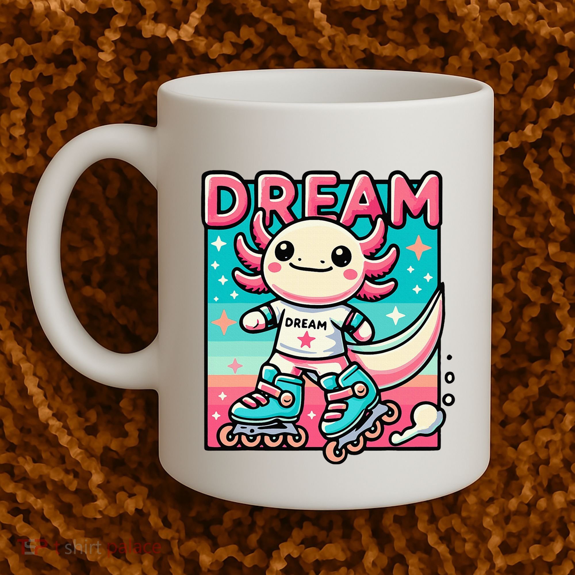 Rollerblading Axolotl Cute Salamander On Inline Skates Coffee Mug
