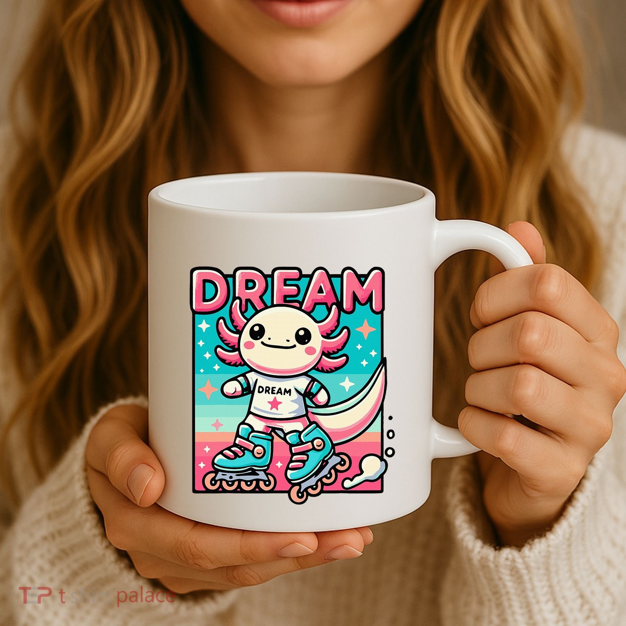 Rollerblading Axolotl Cute Salamander On Inline Skates Coffee Mug