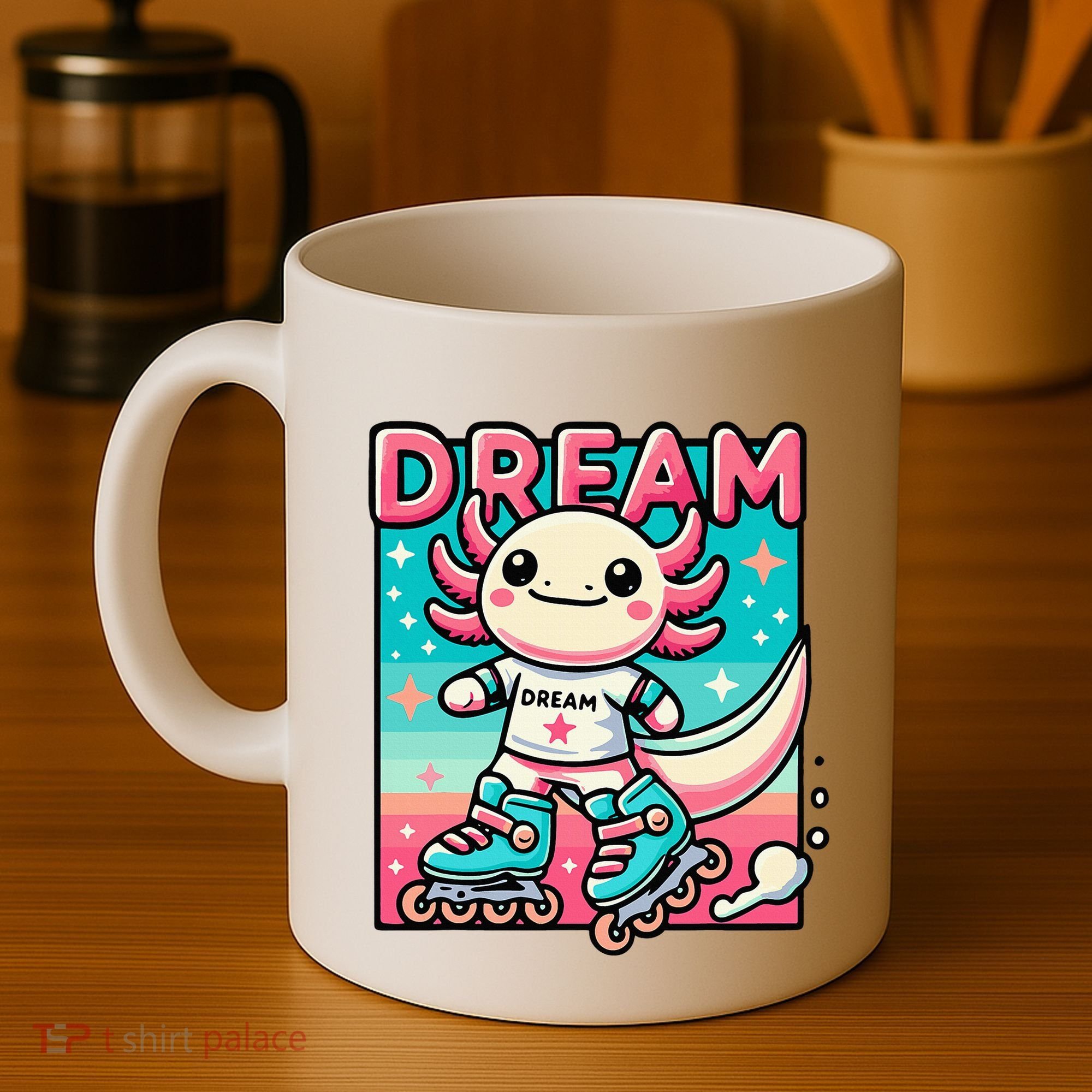 Rollerblading Axolotl Cute Salamander On Inline Skates Coffee Mug