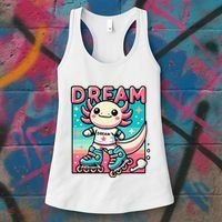 Rollerblading Axolotl Cute Salamander On Inline Skates Women's Tank Top thumb 3