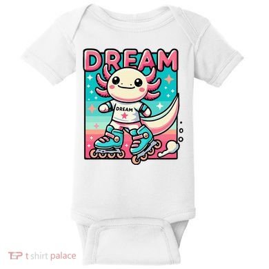 Rollerblading Axolotl Cute Salamander On Inline Skates Baby Bodysuit
