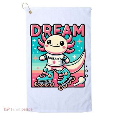 Rollerblading Axolotl Cute Salamander On Inline Skates Golf Towel