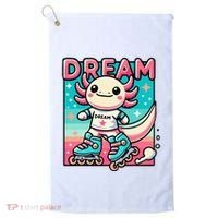 Rollerblading Axolotl Cute Salamander On Inline Skates Golf Towel thumb 0