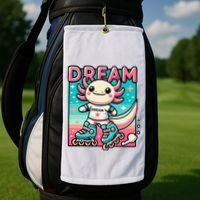 Rollerblading Axolotl Cute Salamander On Inline Skates Golf Towel thumb 2