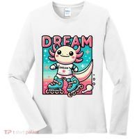 Rollerblading Axolotl Cute Salamander On Inline Skates Women's Long Sleeve Shirt thumb 0