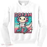 Rollerblading Axolotl Cute Salamander On Inline Skates Kids Sweatshirt thumb 0