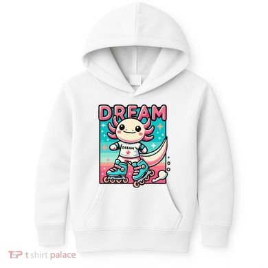 Rollerblading Axolotl Cute Salamander On Inline Skates Kids Hoodie