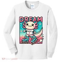 Rollerblading Axolotl Cute Salamander On Inline Skates Kids Long Sleeve Shirt thumb 0
